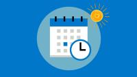 Illustrated image of a calendar and clock
